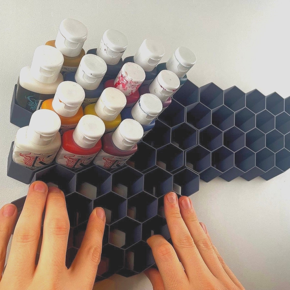 Hex Wall Paint Holder/Storage for Kimera kolor paints - Easy Stick-On Solution