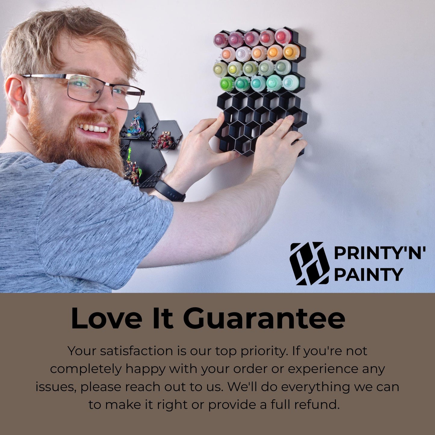 Hex Wall Paint Storage, perfect for Craft paint, Liquitex inks, AK Intractive, Vallejo metal Color, Pigments - Easy Stick-On Solution