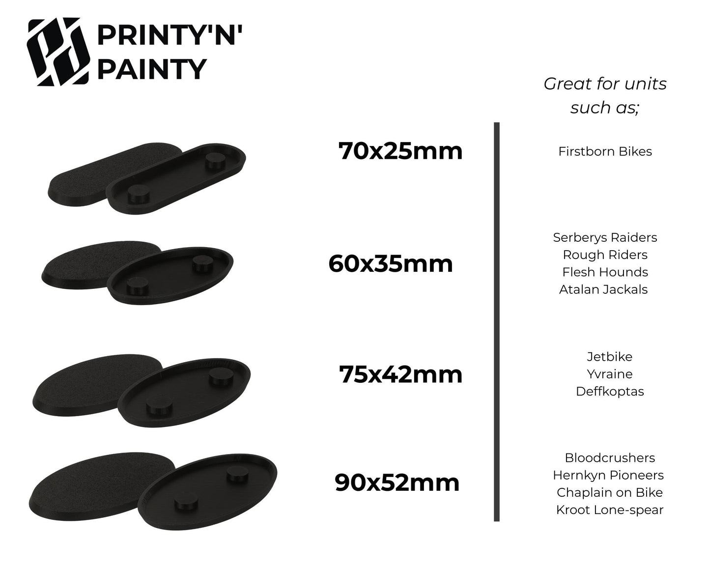 Magnetized Round Bases with N52 Magnets – Warhammer Compatible | Secure Storage & Transport | 25mm–160mm Sizes | PLA Wargame Base