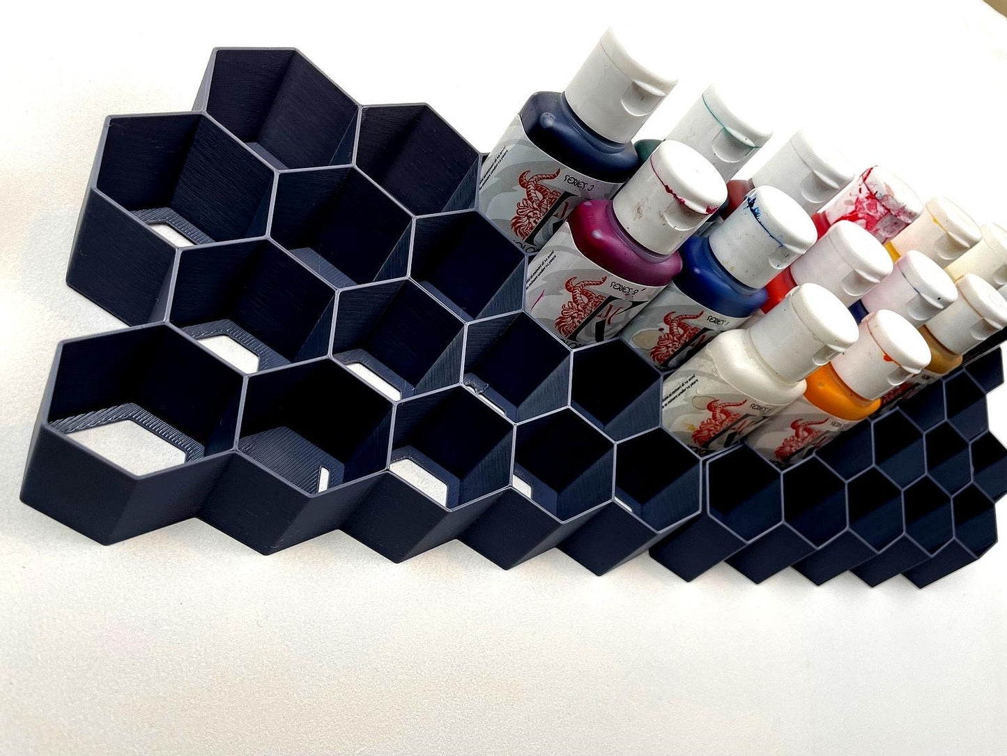 Hex Wall Paint Holder/Storage for Kimera kolor paints - Easy Stick-On Solution