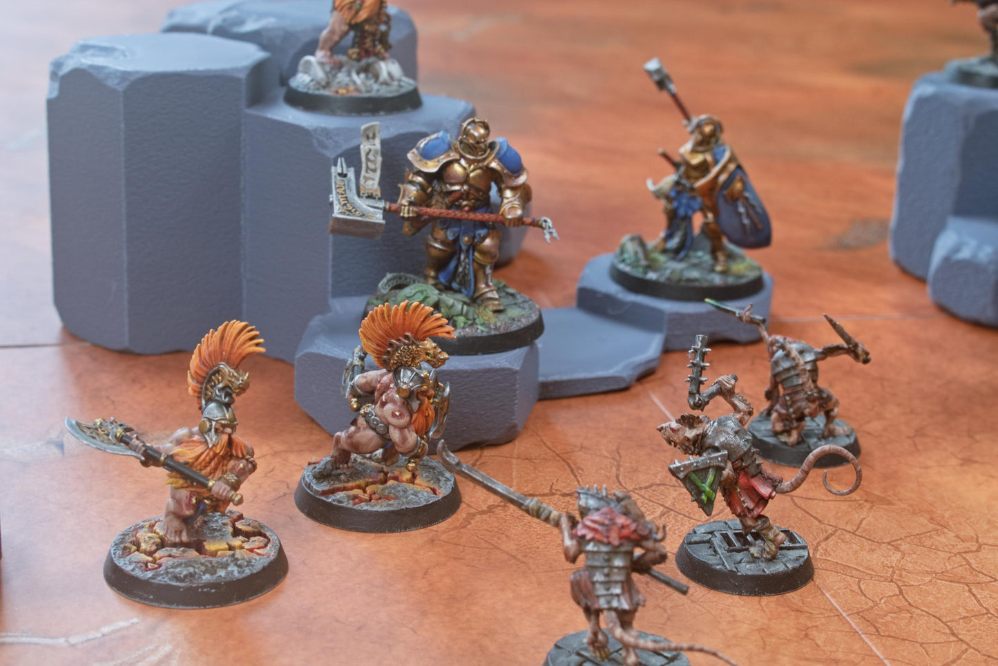 Stone effect multi-level display shelves - Terrain Hexagons 25-32mm, Warhammer, Batte Tech, Round base miniature games. Modula system