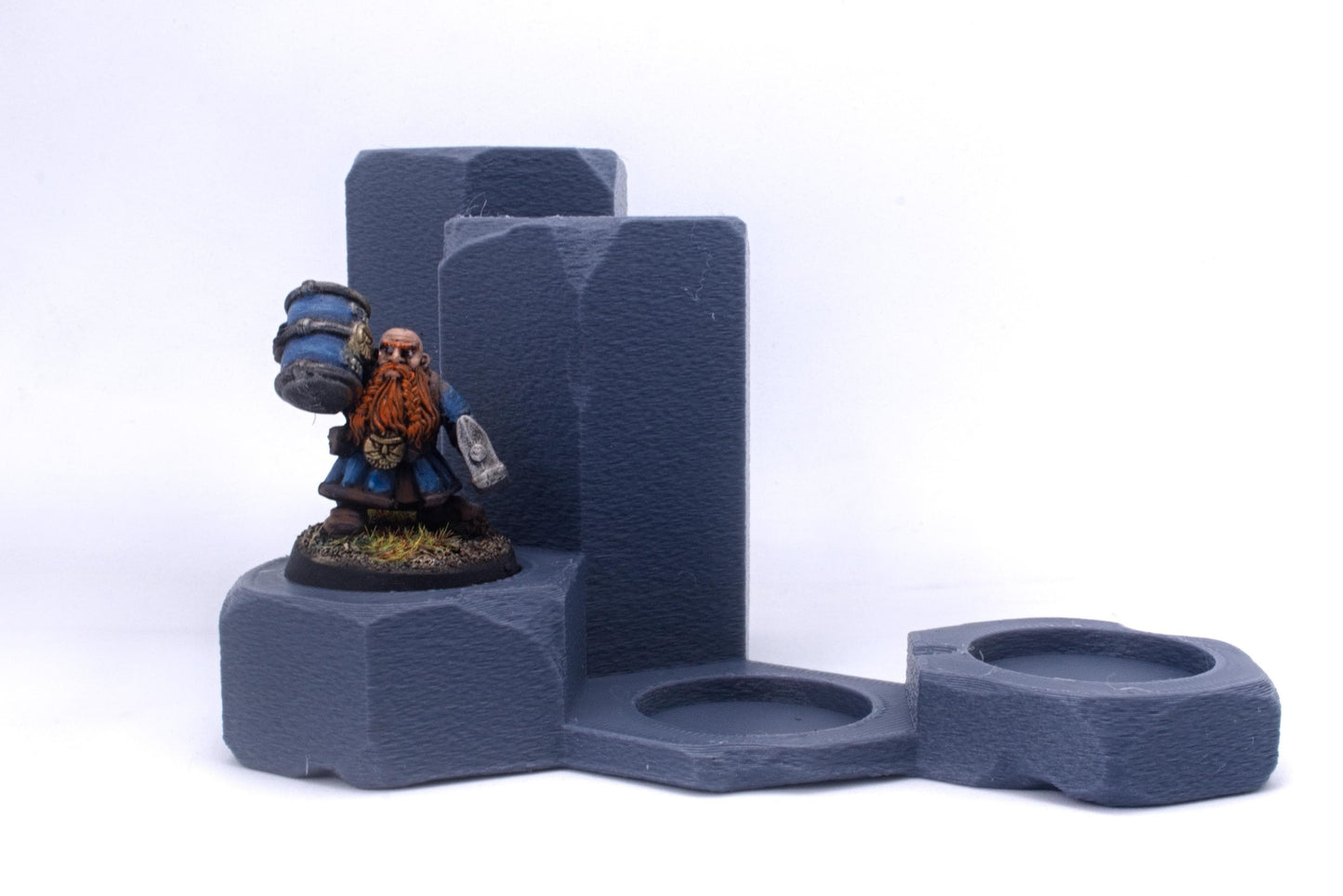 Stone effect multi-level display shelves - Terrain Hexagons 25-32mm, Warhammer, Batte Tech, Round base miniature games. Modula system