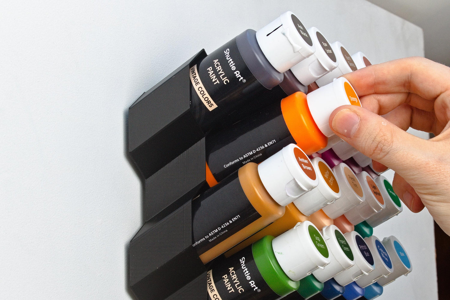 Hex Wall Paint Storage, perfect for Craft paint, Liquitex inks, AK Intractive, Vallejo metal Color, Pigments - Easy Stick-On Solution