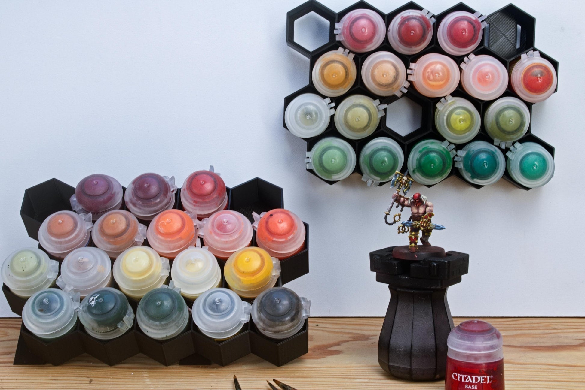 Hex Wall Paint Storage for Citadel Paints and other 32mm pots