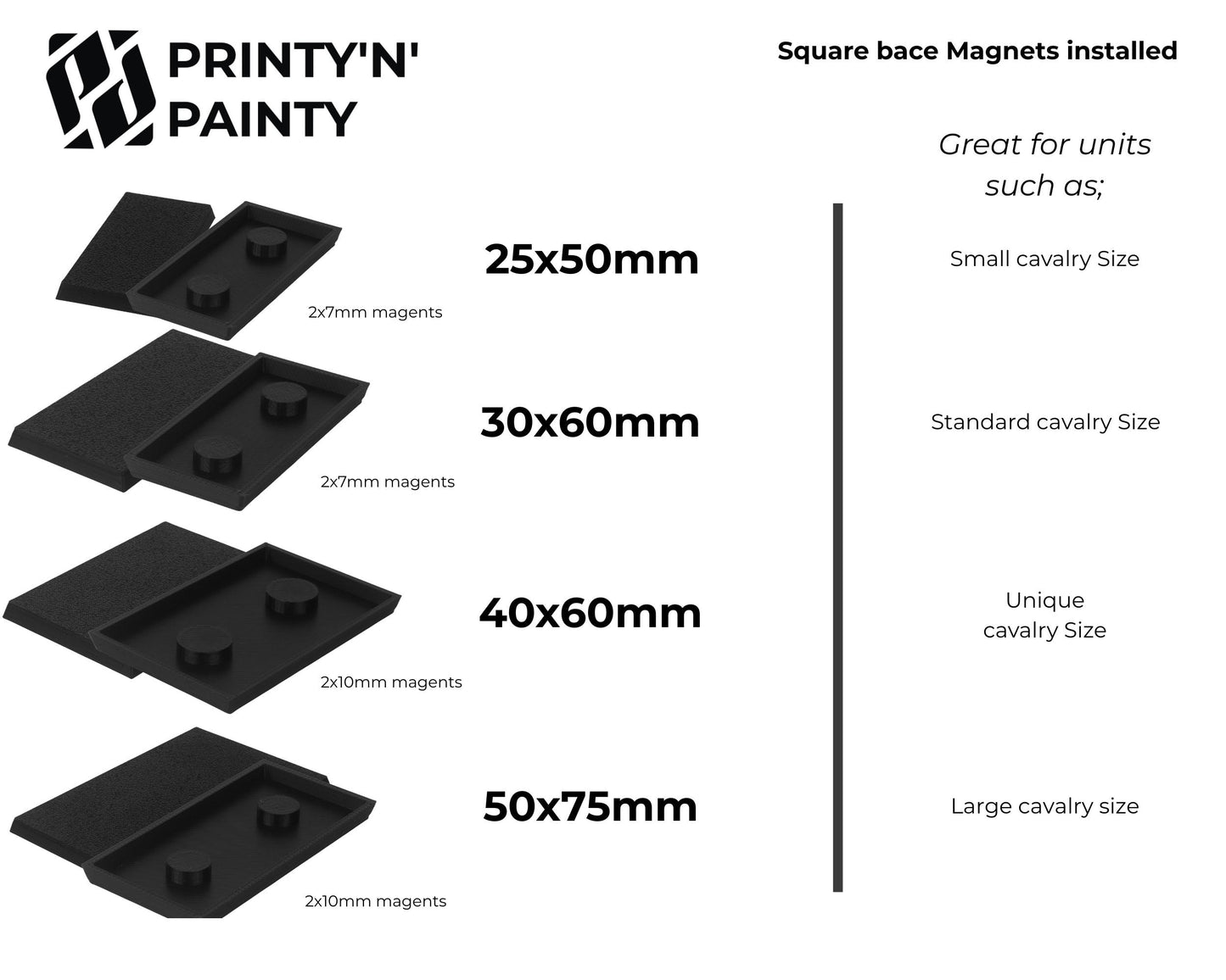 Magnetized Square Bases for Warhammer: The Old World - PLA Wargaming