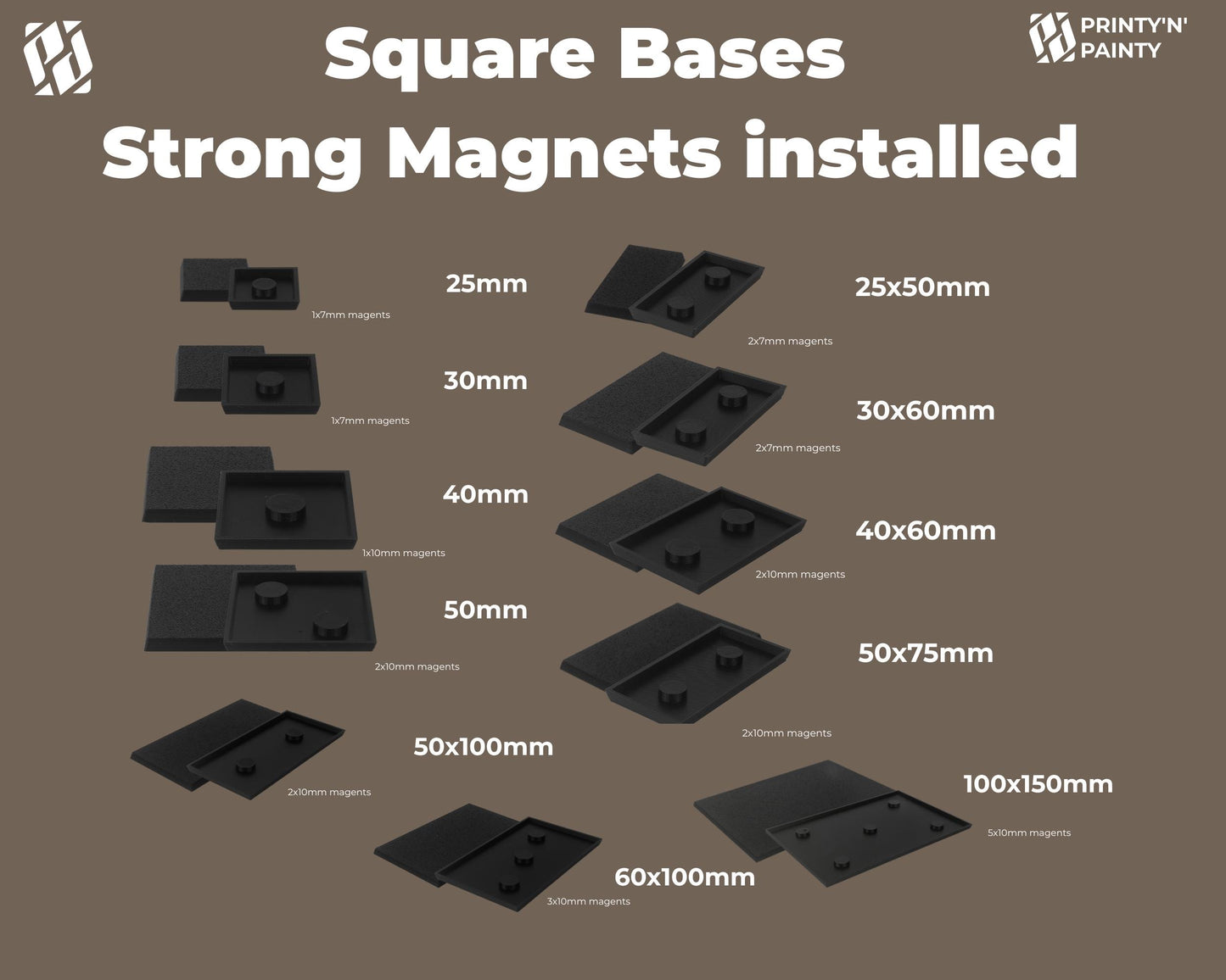Magnetized Square Bases for Warhammer: The Old World - PLA Wargaming