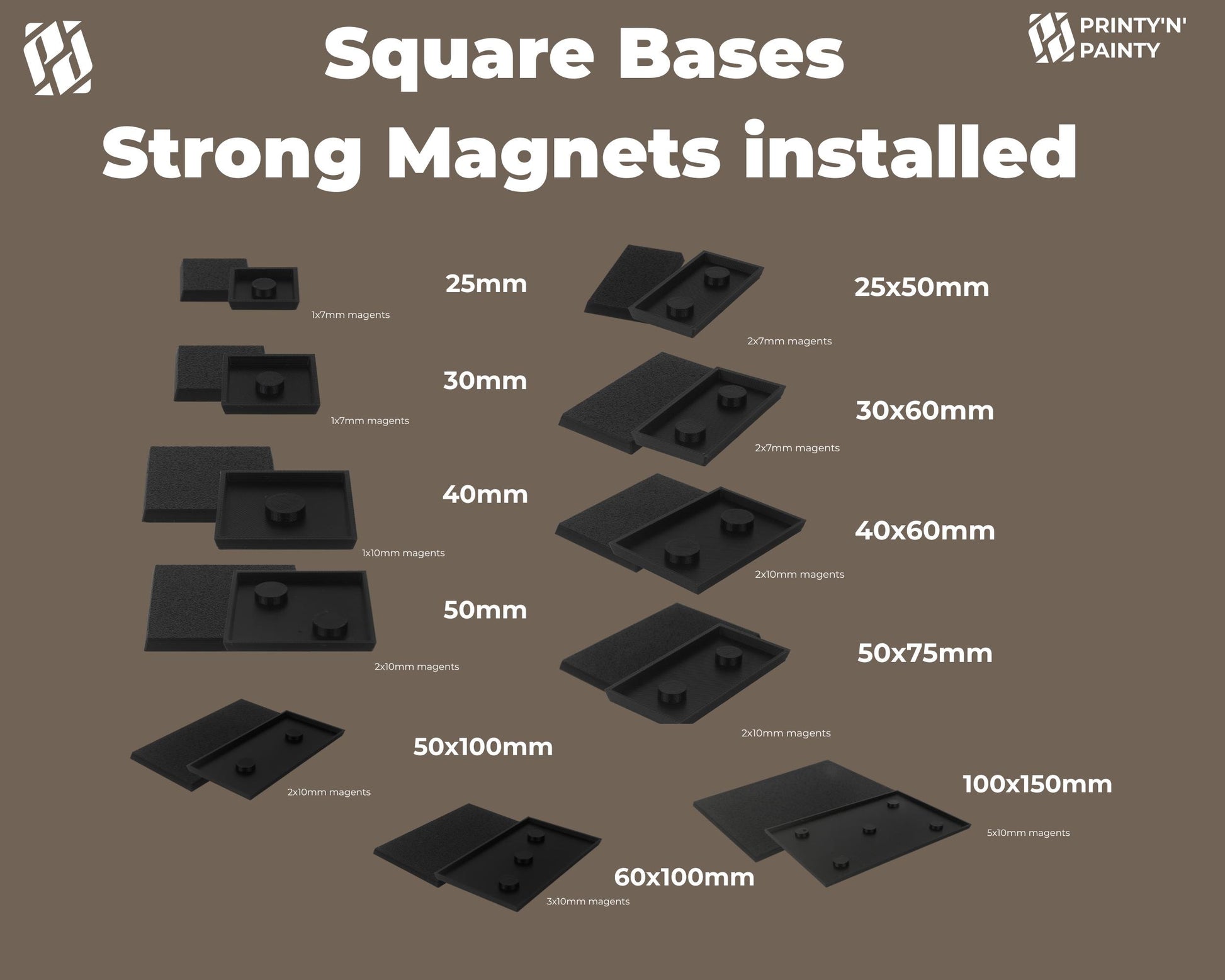 Magnetized Square Bases for Warhammer: The Old World - PLA Wargaming