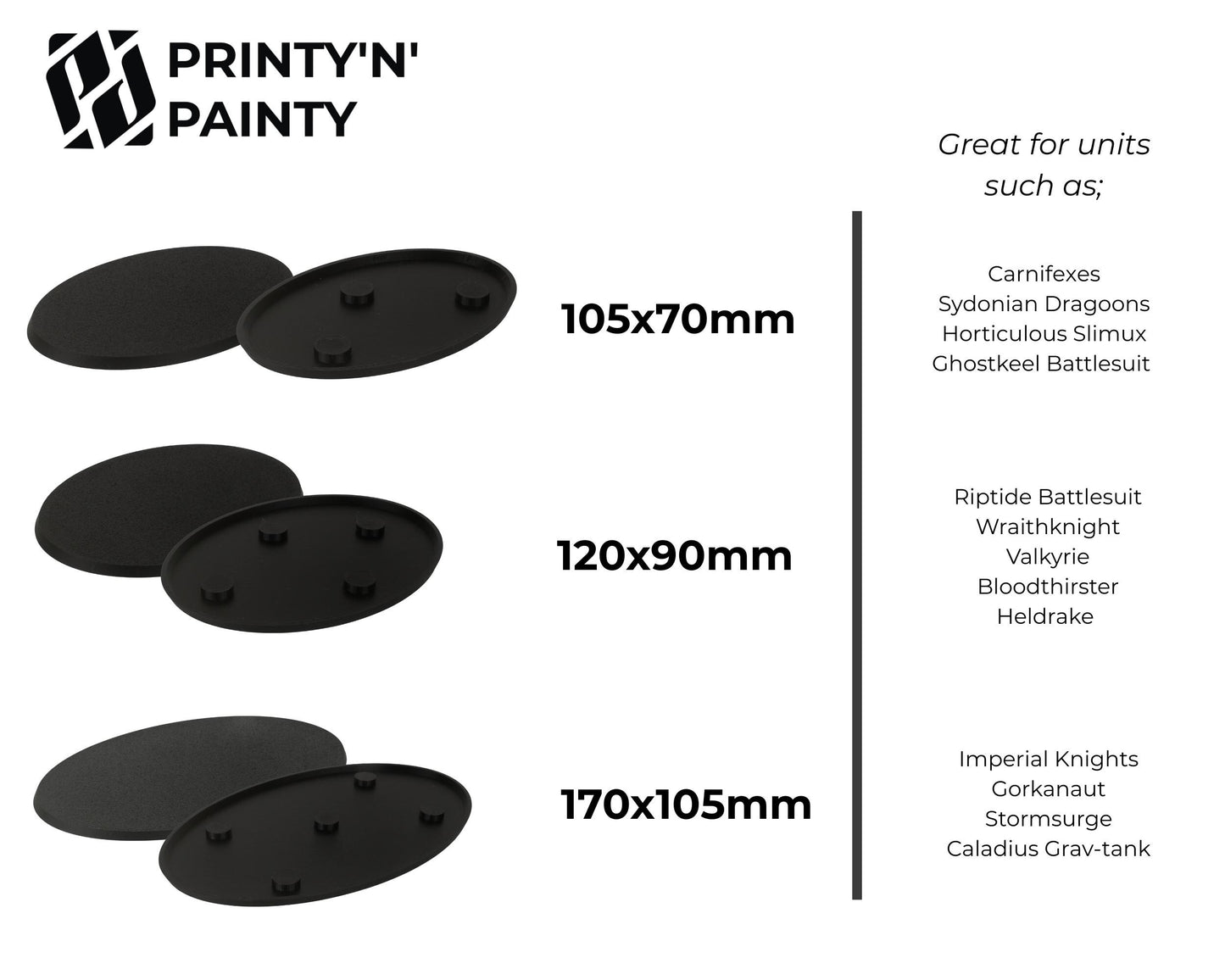 Magnetized Round Bases with N52 Magnets – Warhammer Compatible | Secure Storage & Transport | 25mm–160mm Sizes | PLA Wargame Base