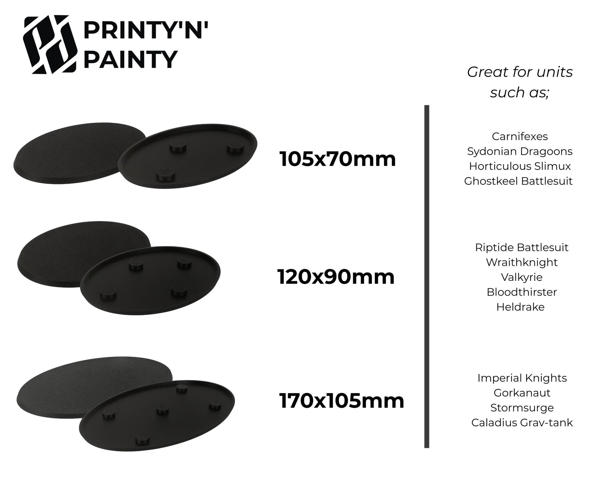 Magnetized Round Bases with N52 Magnets – Warhammer Compatible | Secure Storage & Transport | 25mm–160mm Sizes | PLA Wargame Base