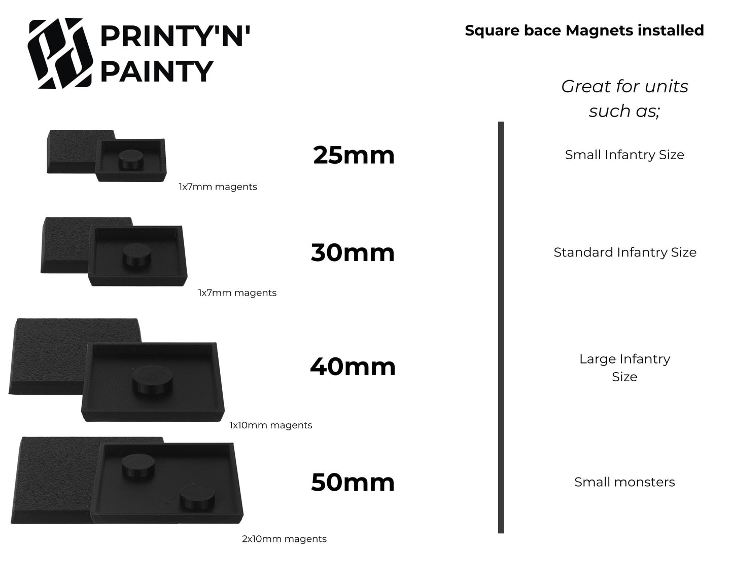 Magnetized Square Bases for Warhammer: The Old World - PLA Wargaming