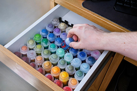 32mm Paint Pot Drawer Organizers – Upright Holders for Bottles, Inks, Oils | Warhammer & Miniature Painting Storage