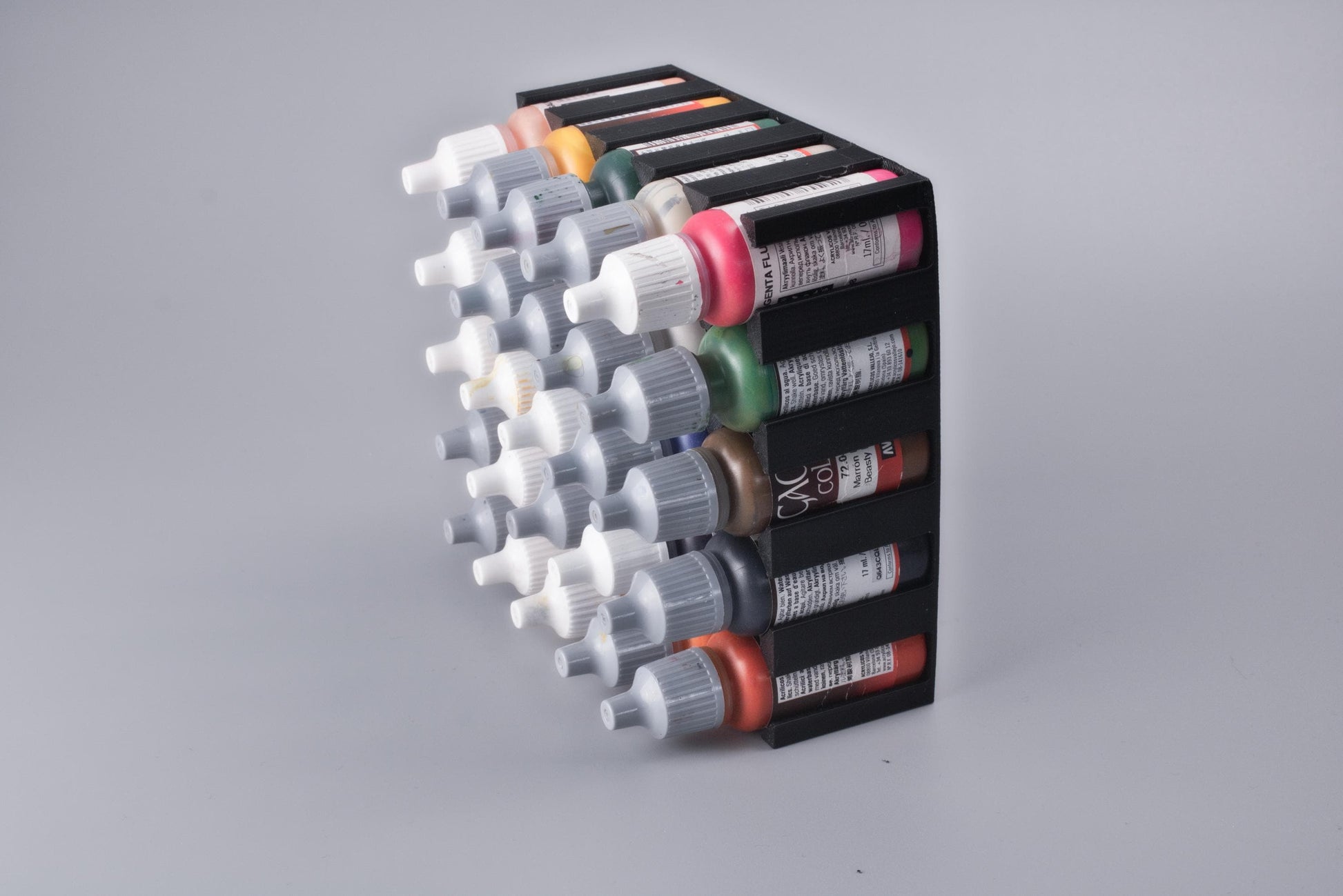 28mm Dropper Bottle Drawer Organizer | Miniature Paint Holder Storage for Vallejo, Army Painter & Scale75